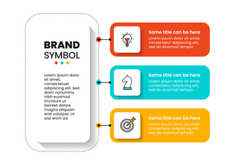 Infographic template. 3 connected rectangles with icons