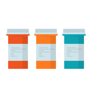 medicine pill bottles set flat vector illustration logo icon clipart