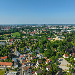 Göggingen von oben - Ausblick gen Stadtzentrum Augsburg
