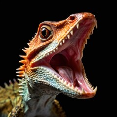Lizard head with open mouth Generative AI