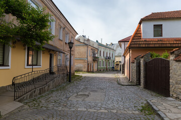 Fototapeta na wymiar Street of Old Town quarter in Kamianets-Podilskyi, Ukraine