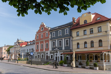 Fototapeta na wymiar Buildings of the Old Town quarter in Kamianets-Podilskyi, Ukraine