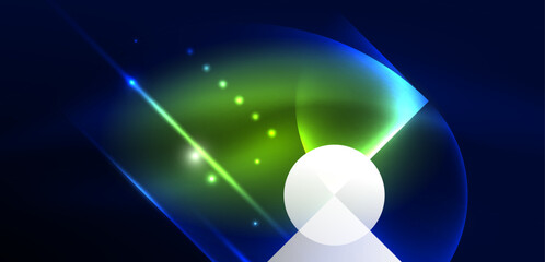 Neon light glowing circles vector abstract background