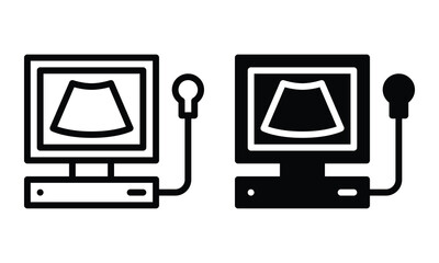 Ultrasonography icon with outline and glyph style.