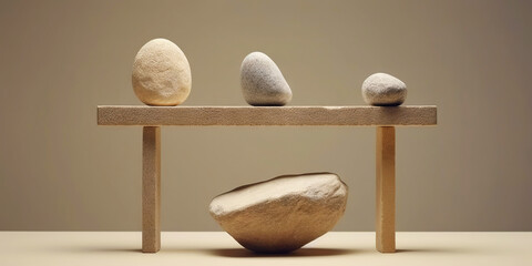 Balancing stones. Tower of pebble. Zen mediation concept. Generative AI