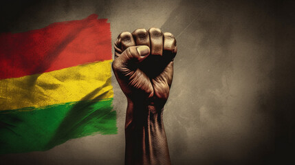 Lone Fist Clenched and Raised, Solidarity,Juneteenth, Generative AI