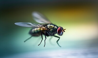 In a swift motion, the fly navigates through the natural landscape. Creating using generative AI tools