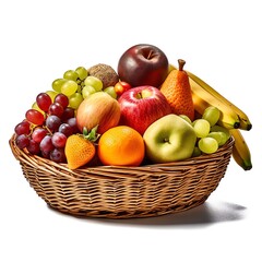 Fototapeta na wymiar Fruit basket on a white background