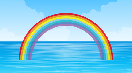 rainbow in the sea landscape background