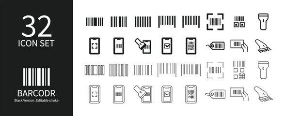 Icon set related to barcodes