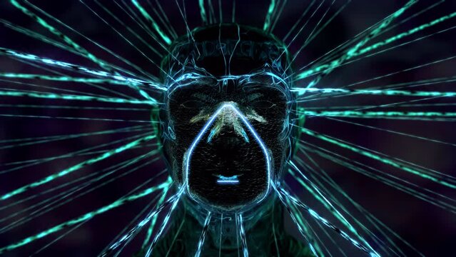 ENERGY FLOW FACE loop . An abstract representation of a cyber character