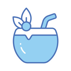 an amazing icon of coconut drink, premium vector of summer drink easy to use