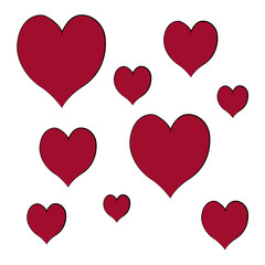 Multiple heart isolated design on transparent background, valentine icon clipart element for decoration