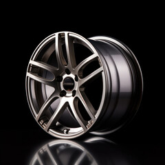 Obraz premium close-up view of a shiny high-tech car rim, ai tools generated image