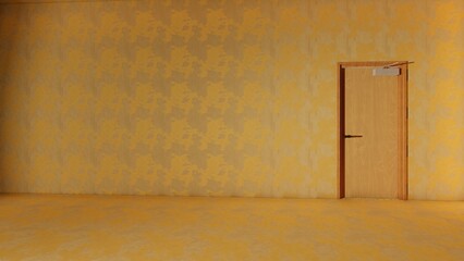 alone in the dark of empty backroom liminal space 3d render