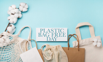 International Plastic Bag Free Day Concept. Sustainable and Ecology Lifestyle.