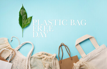 International Plastic Bag Free Day Concept. Sustainable and Ecology Lifestyle.