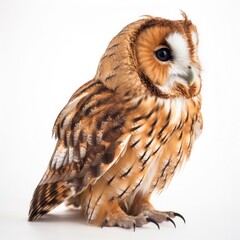 Tawny Owl bird isolated on white background. Generative AI