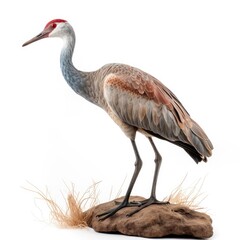 Sandhill Crane bird isolated on white background. Generative AI