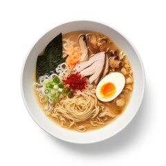 Tori Paitan Ramen Chicken based broth isolated on white background. Generative AI
