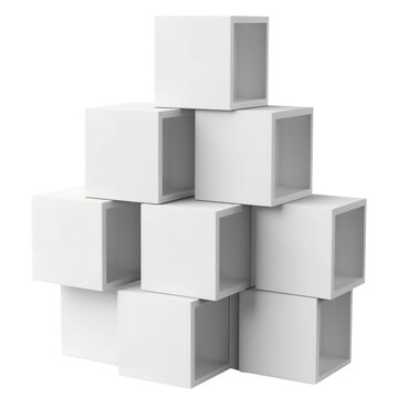 Blank white multi box display on isolated. Generative ai art