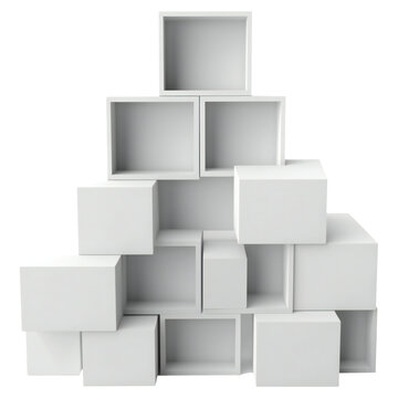 Blank white multi box display on isolated. Generative ai art