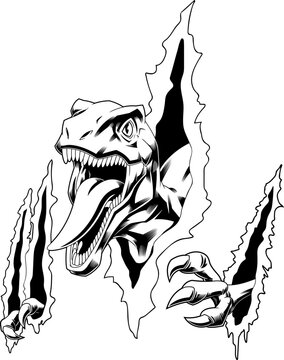 black and white raptor tearing through clip art preview