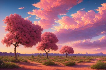 Obraz na płótnie Canvas El Jardín del Desierto: Donde la Belleza Florece en la Barrenidad mientras el Sol se Pone - Generative AI 7