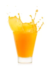Fototapeten orange juice splash isolated on a white background © Tanuha