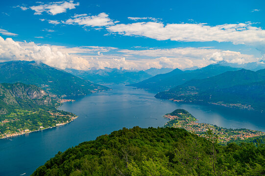 Lake Como, Bellagio, panorama, Como shore and Lecco shore. © leledaniele
