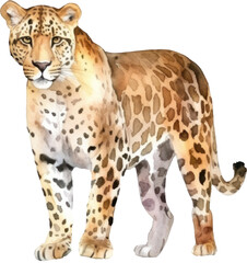 Leopard Watercolor Illustration. Generative AI