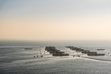 Cage fishing in the middle of the sea in Almeria, Spain