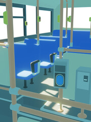 朝のバス車内　3D