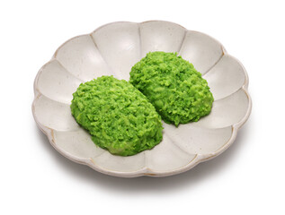 Zunda mochi (rice cake wrapped in sweet edamame paste), a Japanese dessert