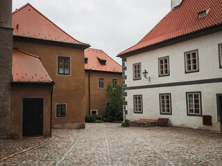 Old town in Cesky Krumlov, Czech Republic. Street of a medieval European city