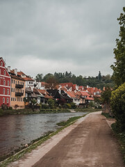 Fototapeta premium Cesky Krumlov. General view of the old town from the Vltava river. Czech Republic