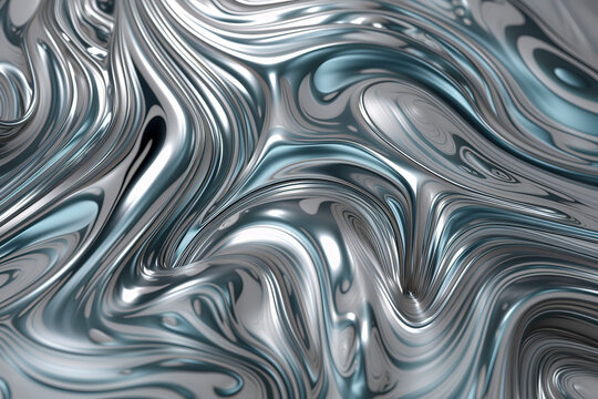 liquid metallic silver background, liquid chromed,Generative AI