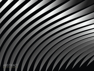 Black abstract background design. Modern wavy lines pattern. In monochrome. Premium line texture for digital banners, business backgrounds. Dark horizontal vector template.