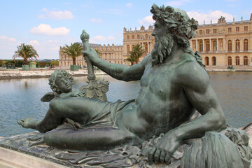 allegorical statue of the river rhône at the castle of versailles (france)