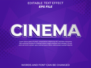cinema text effect, font editable, typography, 3d text. vector template