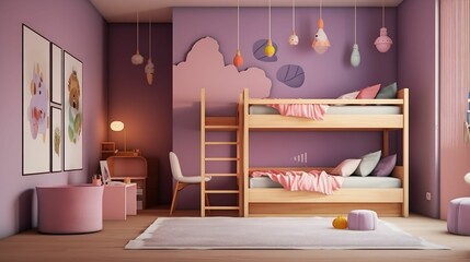 Serenity Haven, breathtaking 3D-rendered image of a minimalist child's room, designed in the style of spare simplicity, 3D realism
