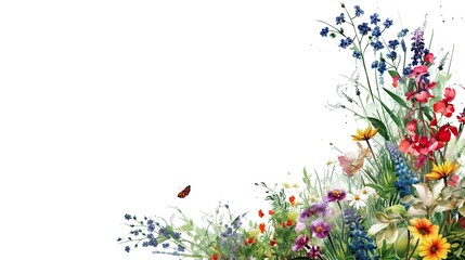 Colorful flowers on white background for painting style. generative Ai	