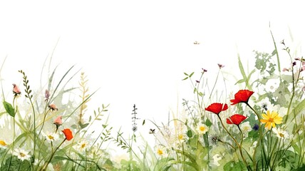 Colorful flowers on white background for painting style. generative Ai	