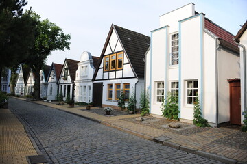 Typical housesat the Baltic Sea in Warnemünde, North Germany 