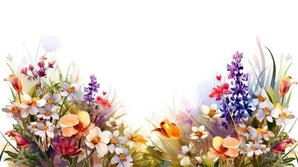 Colorful flowers on white background for painting style. generative Ai	