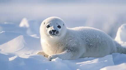 Obraz na płótnie Canvas White seal in the snow. Generative ai.