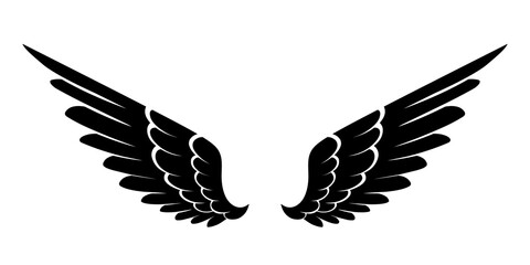 Vector silhouette of angel wings logo