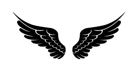 Vector silhouette of angel wings logo