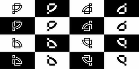 set of technology initials p d b q logo designs icon symbol illustration vector eps 10 - obrazy, fototapety, plakaty