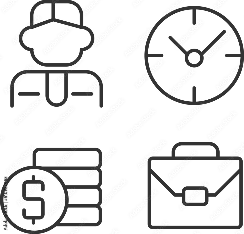 Poster business and management pixel perfect linear icons set. workflow optimization. professional hiring. 